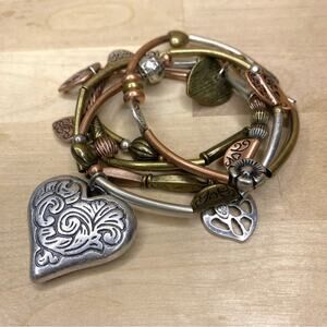 Stella & Dot Copper & Silver Metallic Bracelet Set